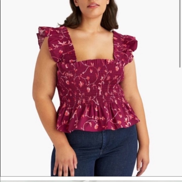 Hill House Tops Hill House The Paz Top In Burgundy Botanical Poshmark